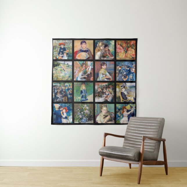 Pierre-Auguste Renoir - Masterpieces Grid Collage Tapestry (In Situ)