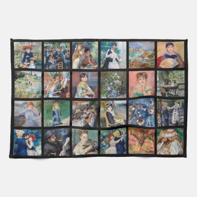 Pierre-Auguste Renoir - Masterpieces Grid Collage Tea Towel (Horizontal)