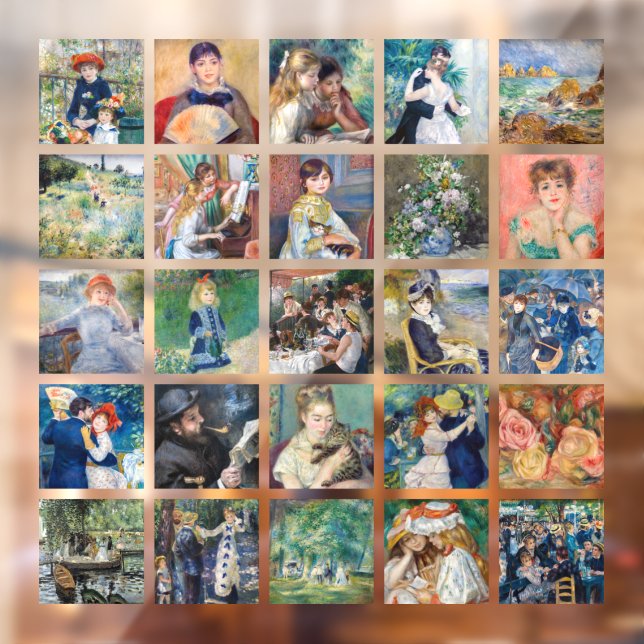 Pierre-Auguste Renoir - Masterpieces Grid Collage Window Cling (Sheet 2)