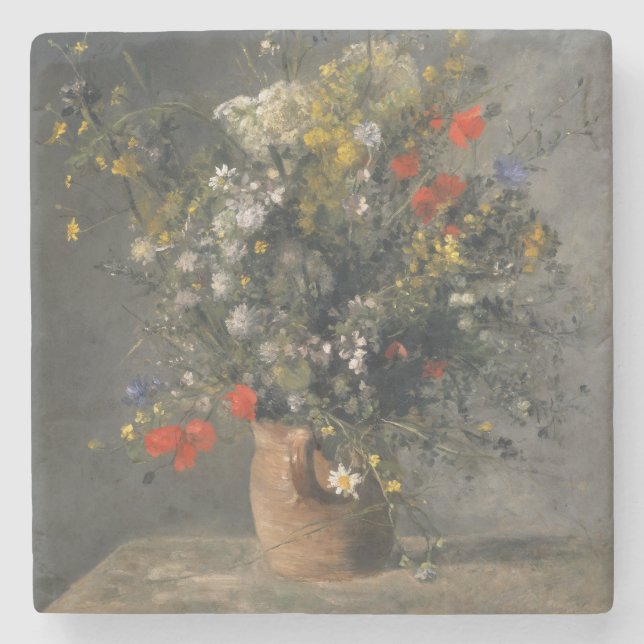 Pierre Auguste Renoir Painting, Flowers In A Vase Stone Coaster (Front)