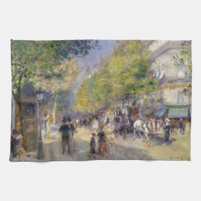 Pierre-Auguste Renoir - Paris, Grands Boulevards Tea Towel (Horizontal)