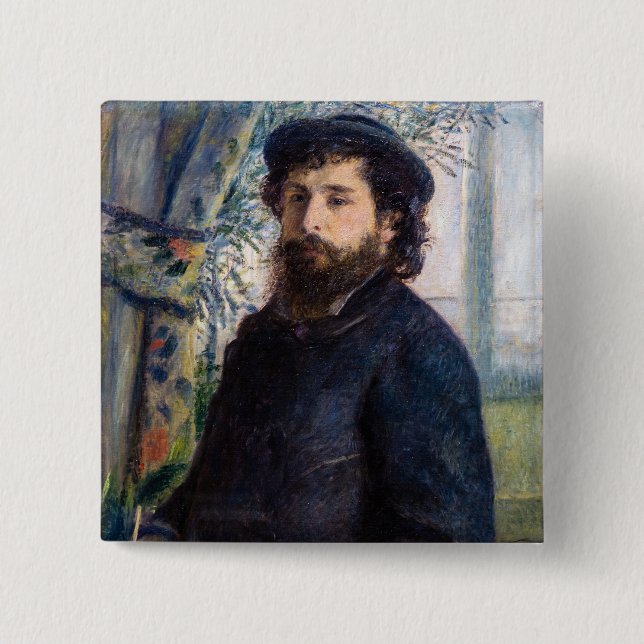 Pierre Auguste Renoir - Portrait of Claude Monet 15 Cm Square Badge (Front)