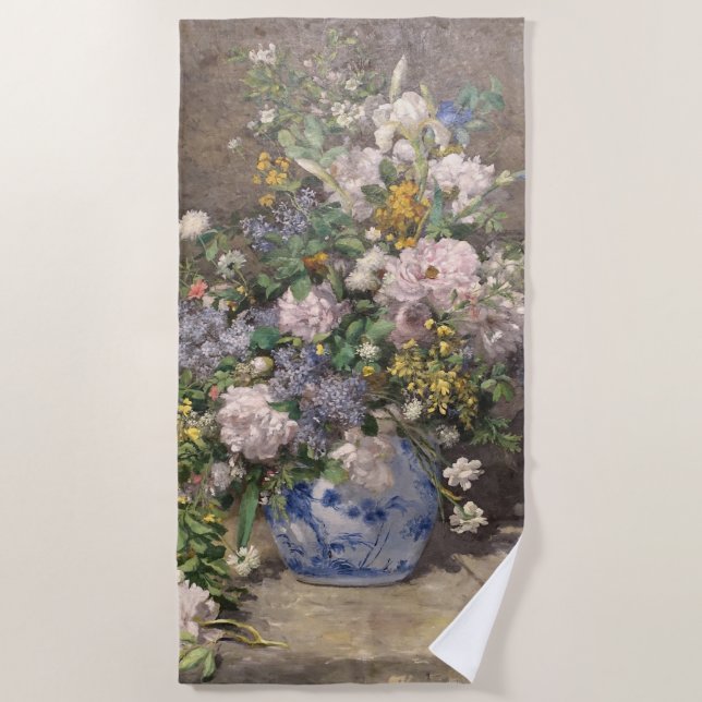Pierre-Auguste Renoir Spring Bouquet     Beach Towel (Front)