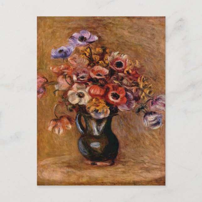 Pierre Auguste Renoir Still Life with Anemones Holiday Postcard (Front)