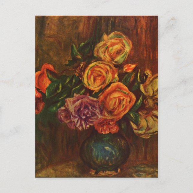 Pierre Auguste Renoir Still Life with Roses Holiday Postcard (Front)