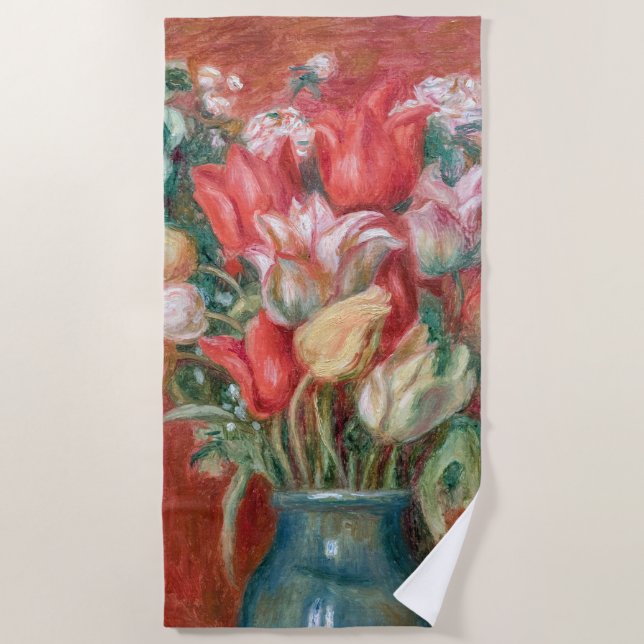 Pierre-Auguste Renoir - Tulip Bouquet Beach Towel (Front)