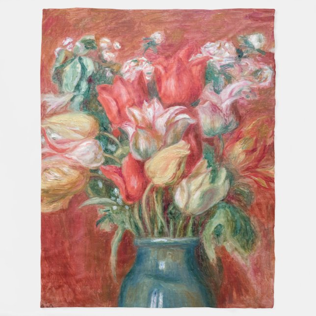 Pierre-Auguste Renoir - Tulip Bouquet Fleece Blanket (Front)
