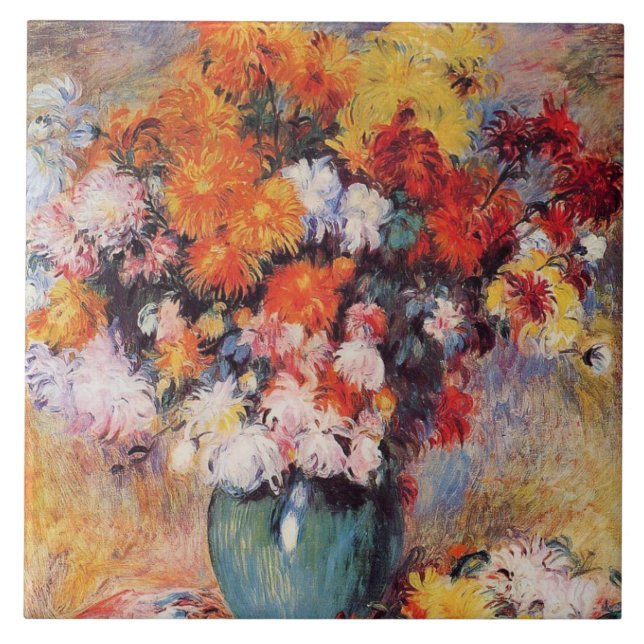Pierre-Auguste Renoir Vase of Chrysanthemums Tile (Front)