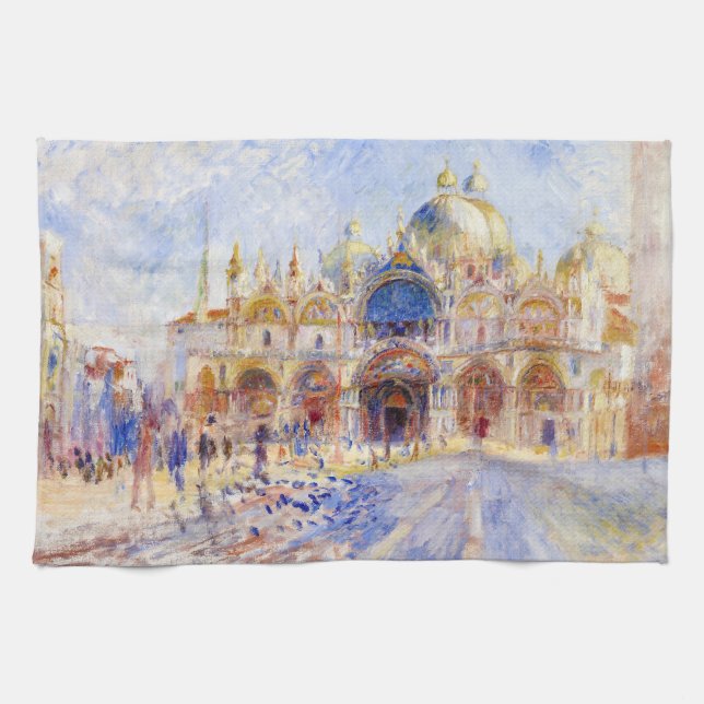 Pierre-Auguste Renoir - Venice, Piazza San Marco Tea Towel (Horizontal)