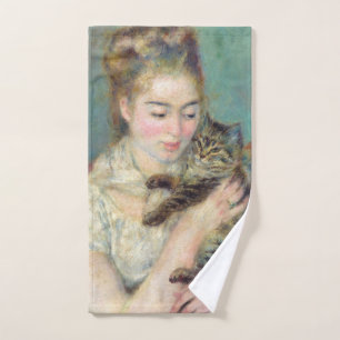 Pierre-Auguste Renoir - Woman with a Cat Bath Towel Set