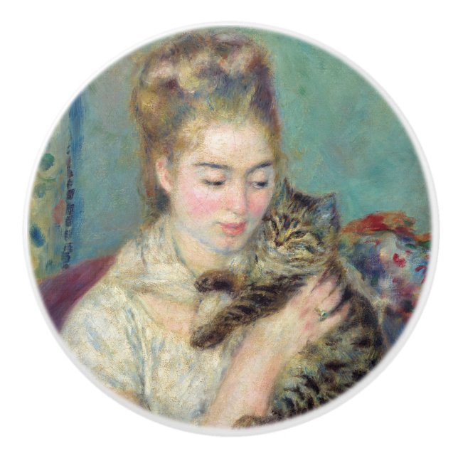 Pierre-Auguste Renoir - Woman with a Cat Ceramic Knob (Front)