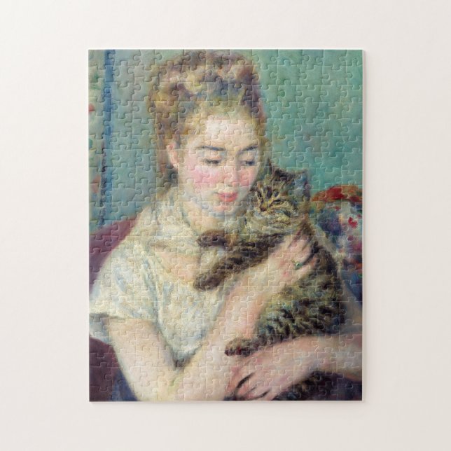 Pierre-Auguste Renoir - Woman with a Cat Jigsaw Puzzle (Vertical)