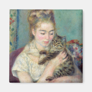 Pierre-Auguste Renoir - Woman with a Cat Magnet