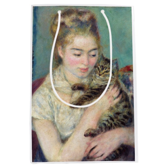 Pierre-Auguste Renoir - Woman with a Cat Medium Gift Bag (Front)