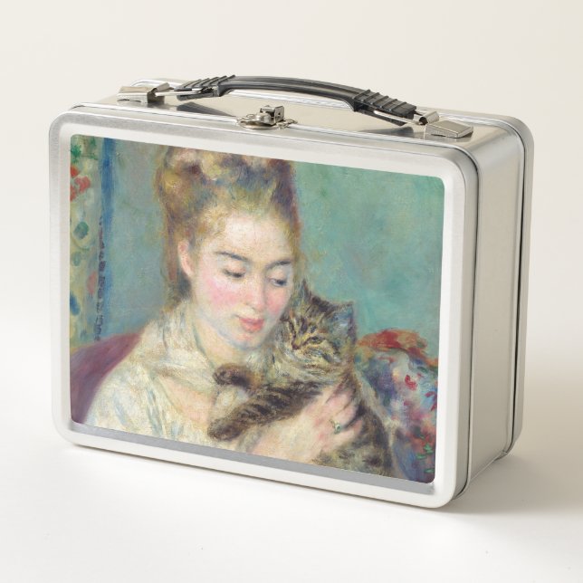 Pierre-Auguste Renoir - Woman with a Cat Metal Lunch Box (Front)