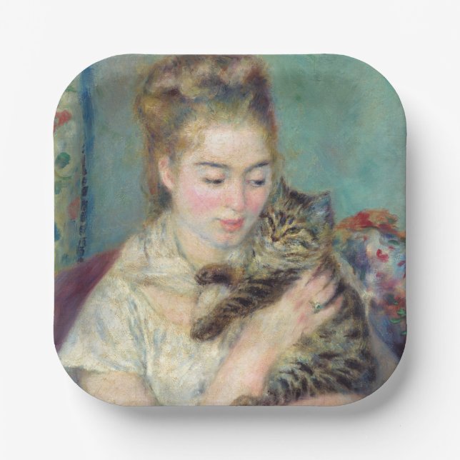 Pierre-Auguste Renoir - Woman with a Cat Paper Plate (Front)