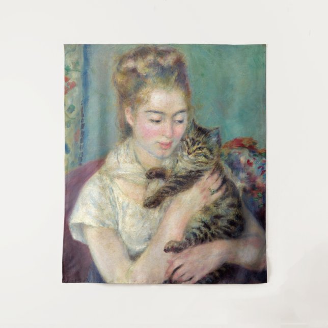 Pierre-Auguste Renoir - Woman with a Cat Tapestry (Front)