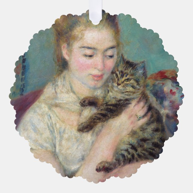 Pierre-Auguste Renoir - Woman with a Cat Tree Decoration Card (Front)