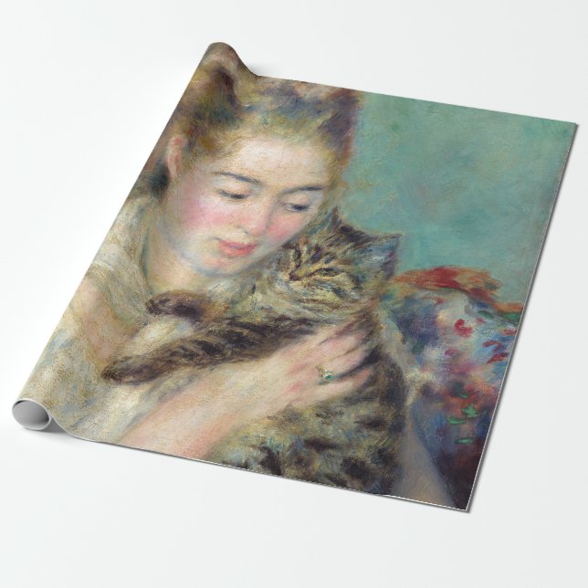 Pierre-Auguste Renoir - Woman with a Cat Wrapping Paper (Unrolled)
