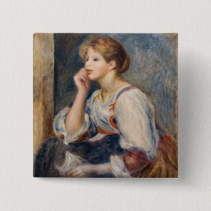 Pierre-Auguste Renoir - Woman with a Letter 15 Cm Square Badge