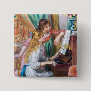 Pierre Auguste Renoir - Young Girls at the Piano 15 Cm Square Badge