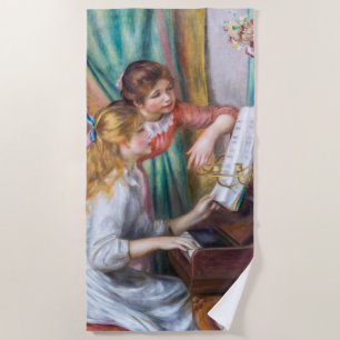 Pierre Auguste Renoir - Young Girls at the Piano Beach Towel