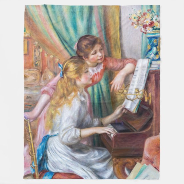 Pierre Auguste Renoir - Young Girls at the Piano Fleece Blanket (Front)
