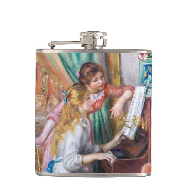 Pierre Auguste Renoir - Young Girls at the Piano Hip Flask (Front)