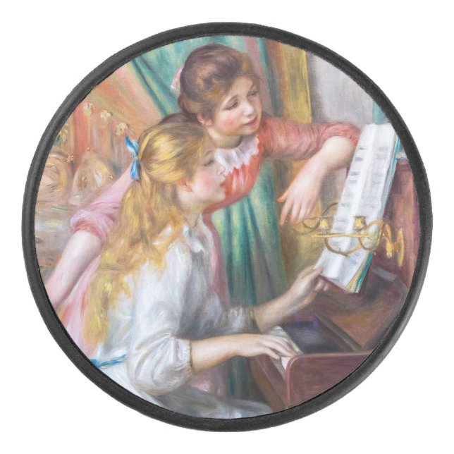 Pierre Auguste Renoir - Young Girls at the Piano Hockey Puck (Front)