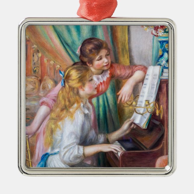 Pierre Auguste Renoir - Young Girls at the Piano Metal Tree Decoration (Front)