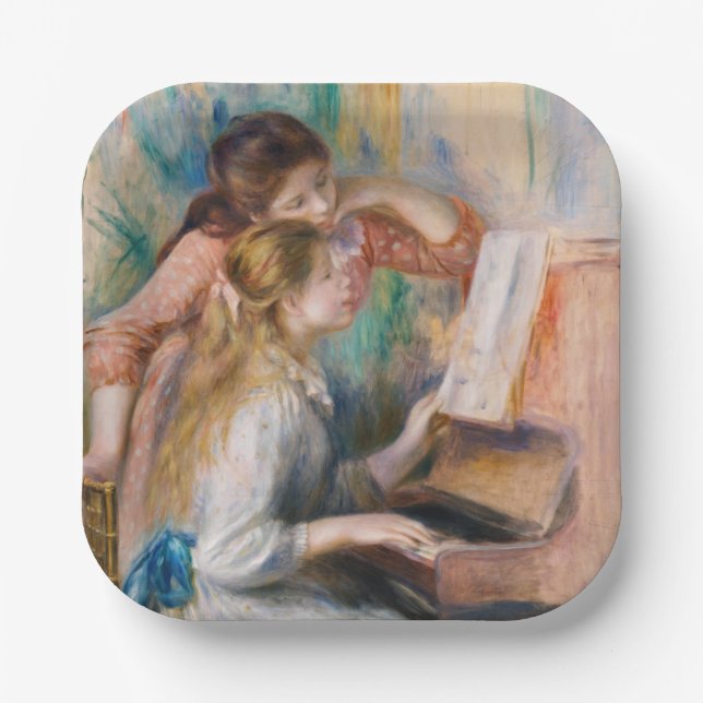 Pierre Auguste Renoir - Young Girls at the Piano Paper Plate (Front)