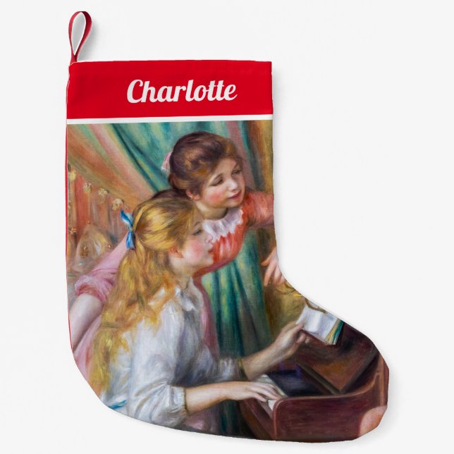 Pierre Auguste Renoir - Young Girls at the Piano Small Christmas Stocking (Front)