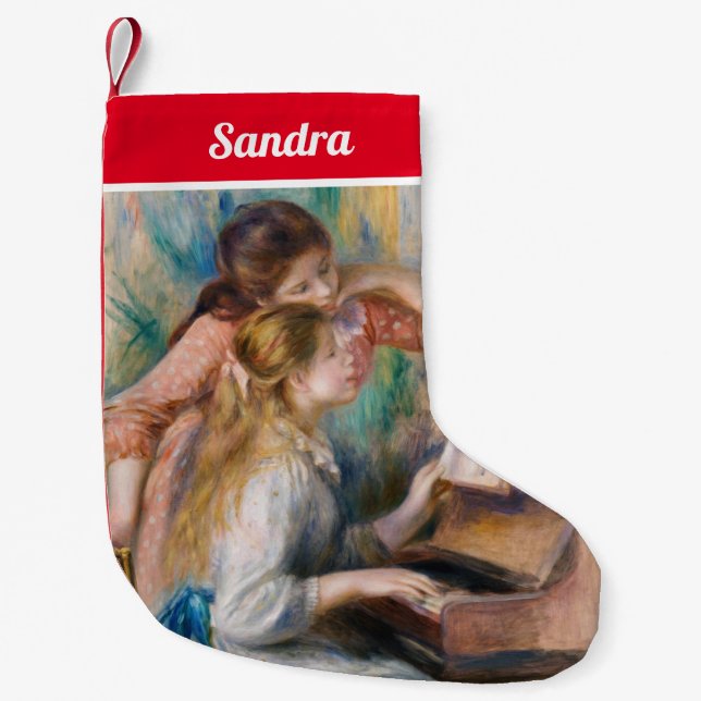 Pierre Auguste Renoir - Young Girls at the Piano Small Christmas Stocking (Front)