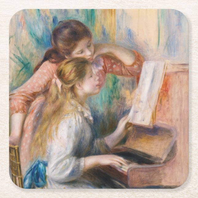 Pierre Auguste Renoir - Young Girls at the Piano Square Paper Coaster (Front)