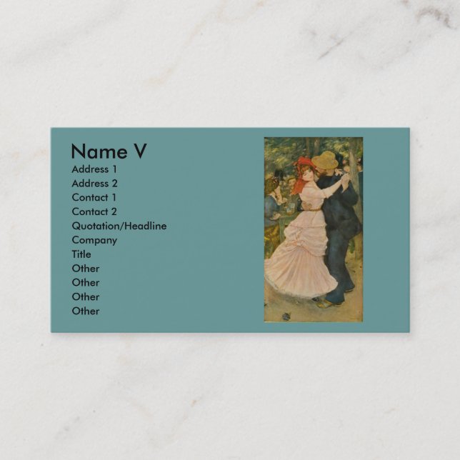Pierre-Auguste Renoir's Dance at Bougival (1883) Business Card (Front)