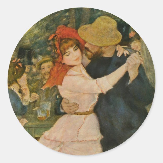 Pierre-Auguste Renoir's Dance at Bougival (1883) Classic Round Sticker (Front)