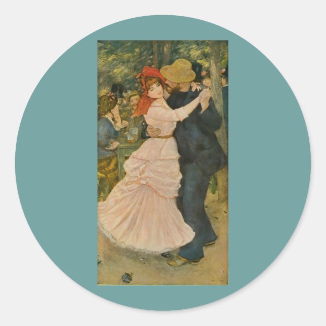 Pierre-Auguste Renoir's Dance at Bougival (1883) Classic Round Sticker (Front)
