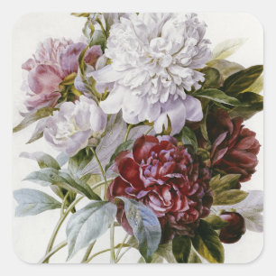 Pierre Joseph Redoute - A Bouquet Of Red Peonies Square Sticker