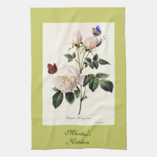Pierre Joseph Redouté, rose flowers botanical arts Tea Towel