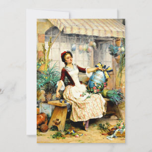 Pierre Outin - The Easter Egg, fine art painting Card