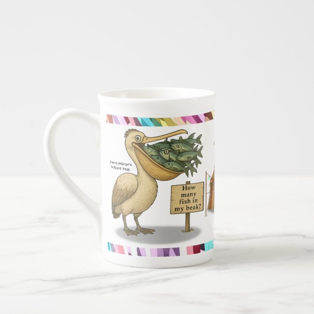 Pierre pelican's brilliant beak bone china mug (Left)