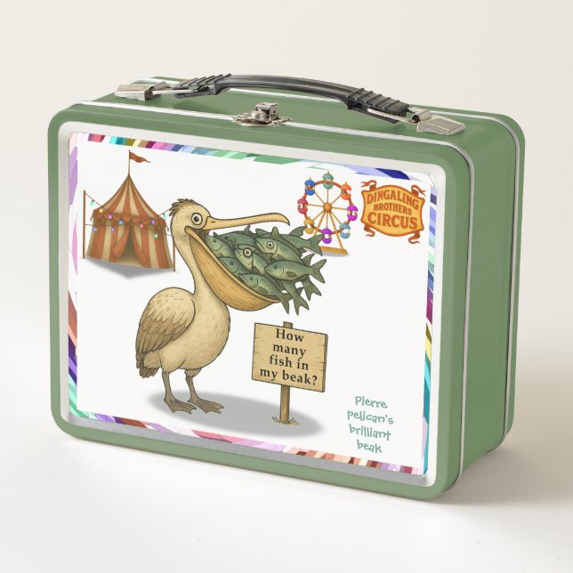 Pierre pelican's brilliant beak metal lunch box (Front)