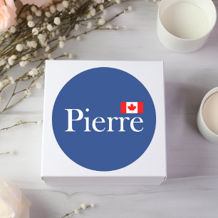 Pierre Poilievre with Official Canada Flag Dark Classic Round Sticker
