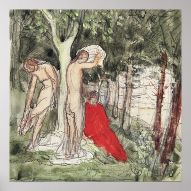 Pierre Puvis de Chavannes Bathers Modernist Poster (Front)