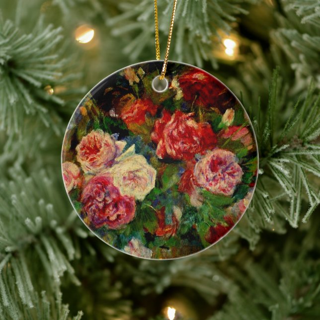 Pierre Renoir famous painting, Roses, Ceramic Tree Decoration (Tree)