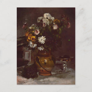 Pierre Renoir:Flowers in Vase&Glass of Champagne Postcard