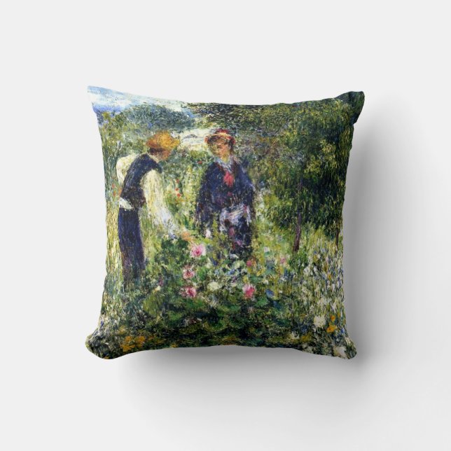 Pierre Renoir Painting, Picking Flowers Cushion (Front)