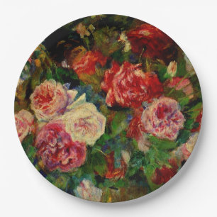 Pierre Renoir painting, Roses, famous artwork Paper Plate