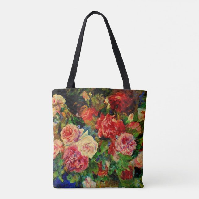 Pierre Renoir painting, Roses, famous artwork Tote Bag (Back)