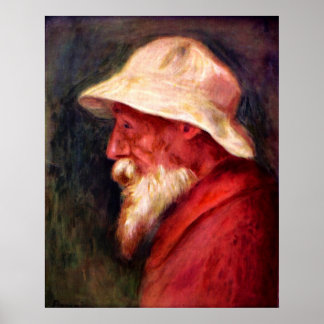 Pierre Renoir - Selfportrait with white hat Poster